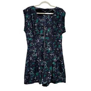 Topshop silk floral romper with pockets and zipper size 12